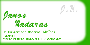 janos madaras business card
